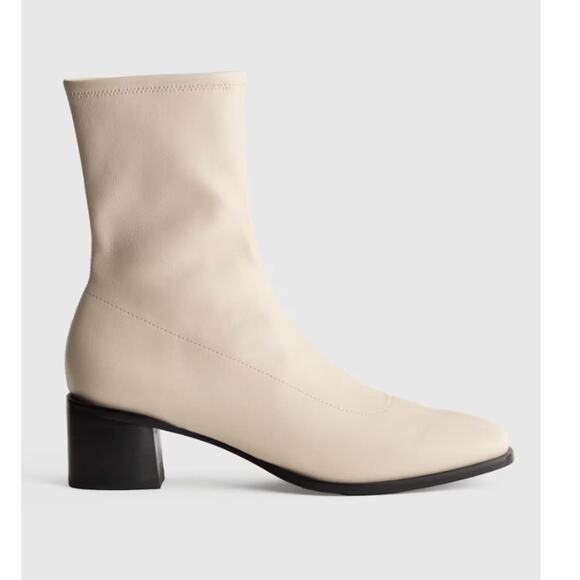 New! Quince Women's Italian leather Stretch Sock Bootie Bone Sz 6 MSRP $169 #16 - Picture 3 of 9